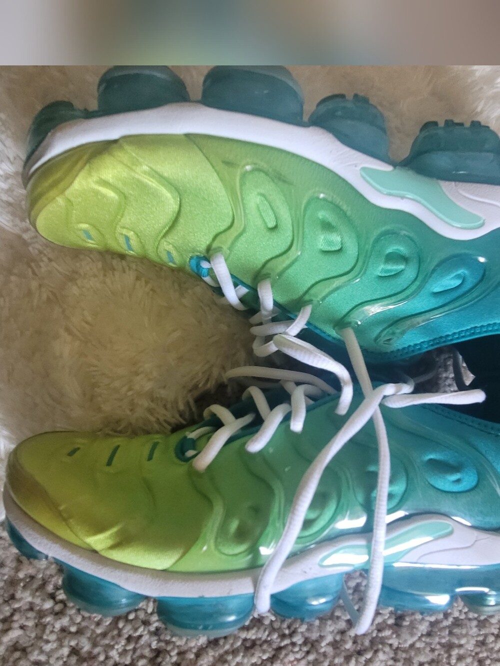 Nike Kids Gradient Lime-Teal VaporMax Style Sneakers